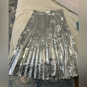Ann Taylor Silver Pleated Skirt